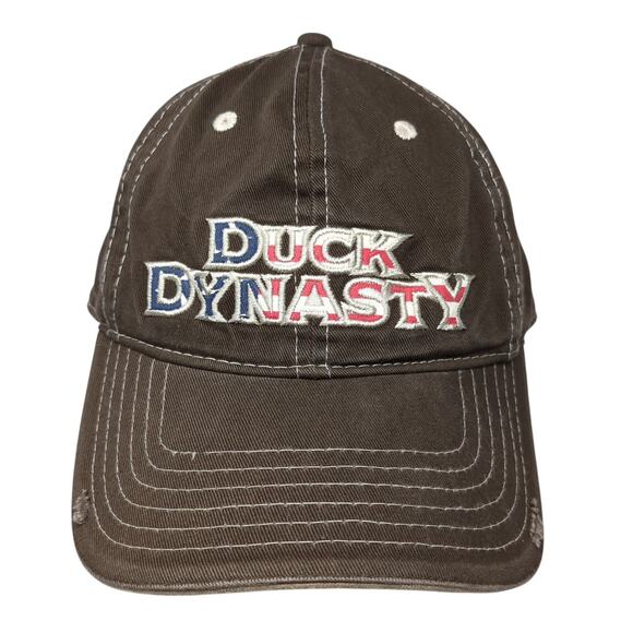 Duck Dynasty Slideback Baseball Cap Brown One Size Adjustable Distressed Cotton - Picture 1 of 9